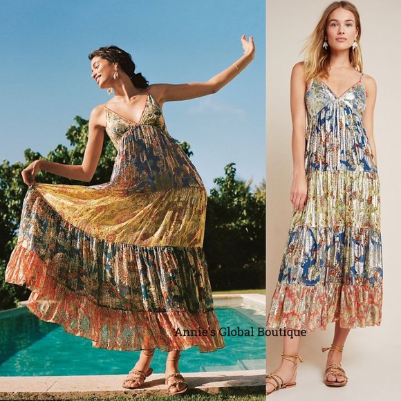 RARE NWT ANTHROPOLOGIE Verb Echo Tiered Maxi Dress - Picture 15 of 16